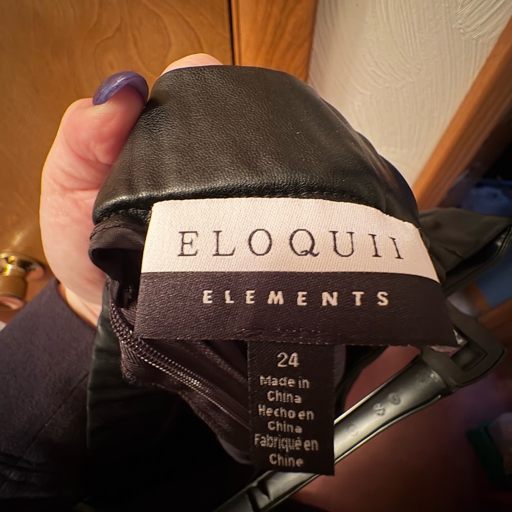 Eloquii Black Faux Leather Ruffle Skirt - Picture 3 of 3